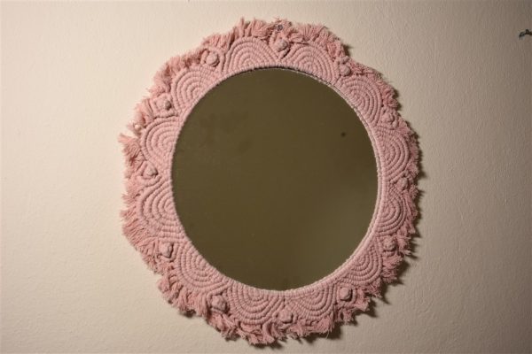 Makrome Örme Pembe Ayna