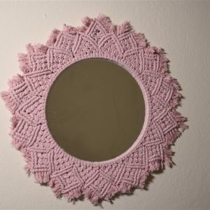 Makrome Örme Pembe Ayna